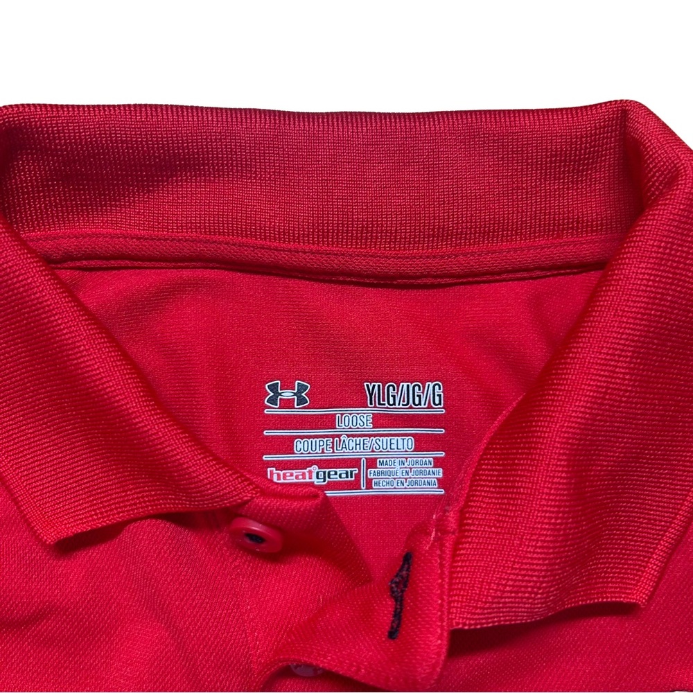 Under Armour Kids Red Collared Short Sleeve Shirt - Picture 3 of 5
